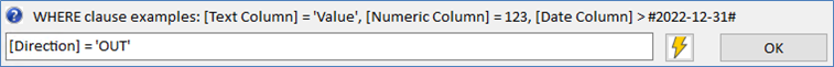 WHERE clause for data source