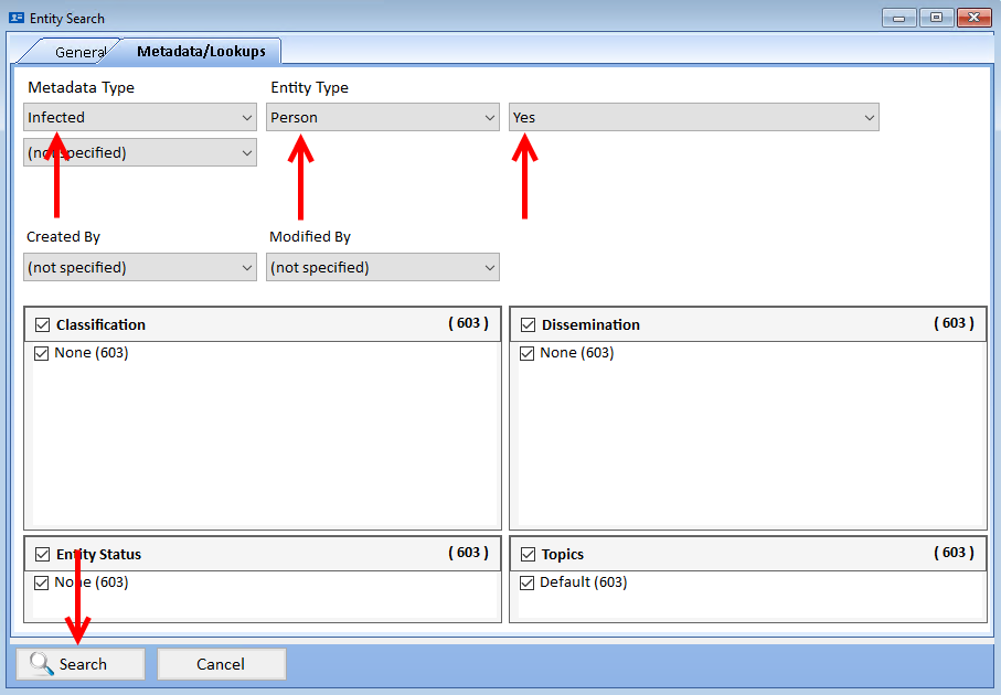 Entity Search Metadata Lookups