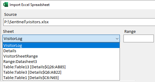 Import Named Ranges and Tables in Excel Spreadsheets